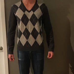 Express Gray Argyle Sweater